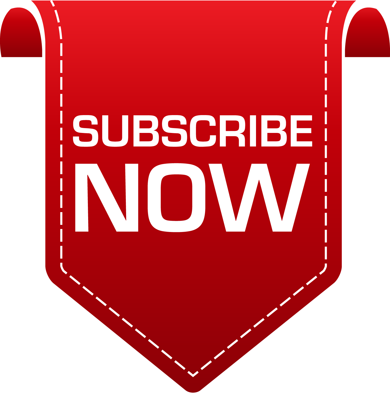 a red badge with subscribe now written on it